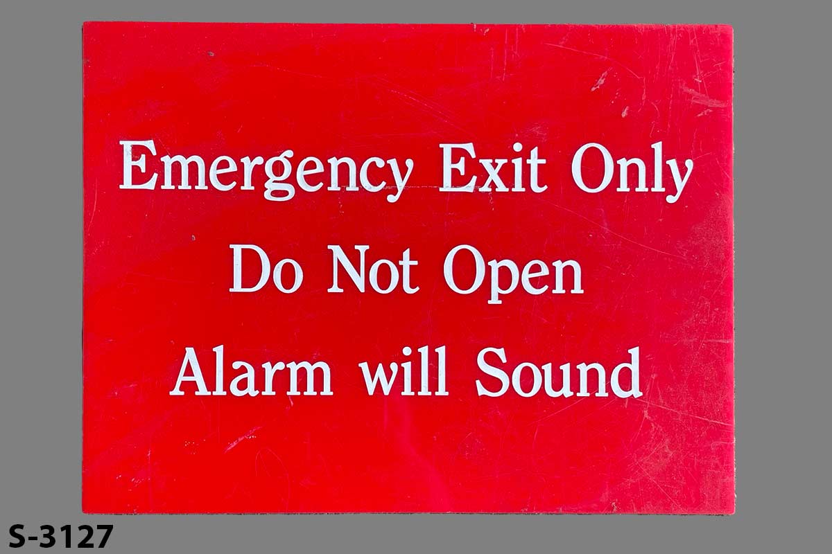 Sign-Emergency Exit Only Do Not Open Alarm Will Sound, stock number S-3127