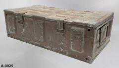 Ammo Box, metal, brown, 26"w x 13"d x 8"t, stock number A-0025