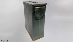 Ammo Box, metal, OD green, 12"w x 6"d x 16"t, stock number A-0118