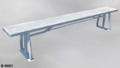 Bench, fiberglass, w/o back, w/ metal legs, 96"w x 11"d x 18"t, stock number B-0001