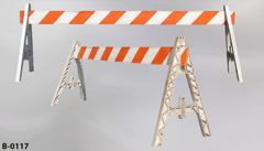 Barricade, 10' long, wood, orange/white board w/ (2) white plastic, stock number B-0117