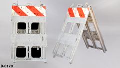 Barricade, folding, A-Frame, orange/wht, plastic, construction, stock number B-0178