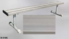 Bench, aluminum, w/o back, w/ "T" style pipe legs w/ white rubber, stock number B-0186