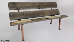 Bench, wood, w/ back, 60"w x 19"d x 17"t (to seat) 30"t (overall), stock number B-0204