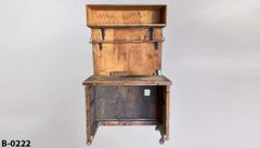 Table/workbench, rustic wood, w/ shelf, cabinet and power plug, 52"w, stock number B-0222