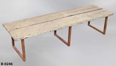 Bench, wood, w/o back, w/ metal legs, 78"w x 23"d x 18"t, stock number B-0246