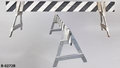 Barricade, 10' long, wood, black/white board w/ (2) white wood, stock number B-0272b