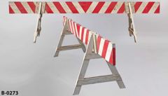 Barricade, 12' long, wood, red/white board w/ (2) white wood a-frame, stock number B-0273