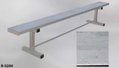 Bench, aluminum, w/o back, w/ "T" style legs and bottom bar, 90"l x, stock number B-0284