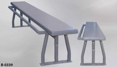 Bench, fiberglass, w/o back, w/ metal legs & handcuff bar, 96"w x, stock number B-0339