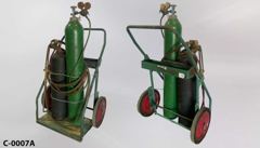 Welder's cart 30"wx44"t, dressed w/ 2 tanks (50"t green & 36"t, stock number C-0007a