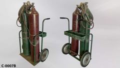 Welder's cart 30"wx43"t, dressed w/ 2 tanks (55"t green & 54"t dark, stock number C-0007b