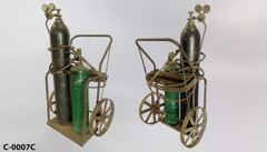 Welder's cart 30"wx47"t, dressed w/ 2 tanks (38"t green & 55"t, stock number C-0007c