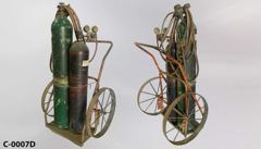 Welder's cart 31"wx45"t, dressed w/ 2 tanks (59"t green & 49"t, stock number C-0007d