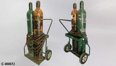 Welder's cart 30"wx46"t, dressed w/ 2 capped tanks (62"t green & 62"t, stock number C-0007j