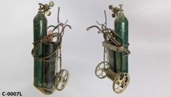 Welder's cart 24"wx44"t, dressed w/ 2 tanks (56"t green & 38"t, stock number C-0007l