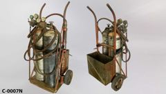 Welder's cart 26"wx48"t, dressed w/ 2 tanks (37"t gray & 36"t gray), stock number C-0007n
