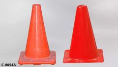 Cone, traffic/safety, small, orange, 8" square base x 13"tall, stock number C-0054a