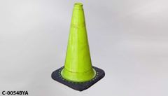 Cone, traffic/safety, medium, yellow/lime green w/ black base, 11", stock number C-0054bya