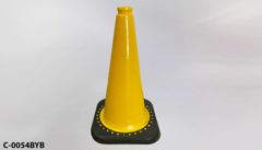 Cone, traffic/safety, medium, yellow w/ black base, 11" square base x, stock number C-0054byb