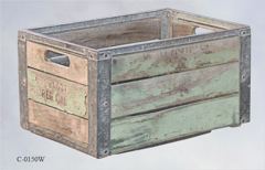 Crate, milk, wood w/ metal frame, 19"w x 13"d x 11"t, period, stock number C-0150w