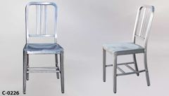 Chair, aluminum frame, slatback, no upholstery, 3 slats w/ squared, stock number C-0226