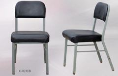 Chair, metal frame, black vinyl seat/back, stock number C-0231b