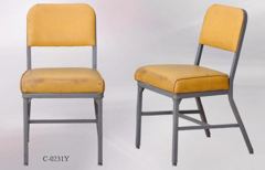 Chair, metal frame, yellow vinyl seat/back, stock number C-0231y