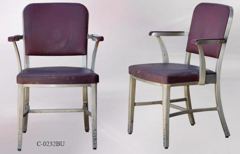 Chair, metal frame, burgundy vinyl seat/back, w/ burgundy arms, stock number C-0232bu