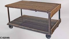 Cart/table, brown wood, 2 tier, 64"wx36"dx34"t, stock number C-0254a