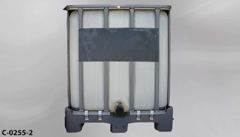 Container, liquid storage, 275 gallon, white plastic, w/ vertical, stock number C-0255-2