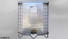 Container, liquid storage, 275 gallon, white plastic, w/ wire cage, stock number C-0255-3