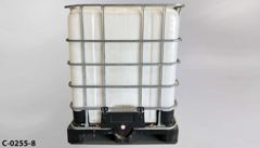 Container, liquid storage, 275 gallon, white plastic, black lining, stock number C-0255-8