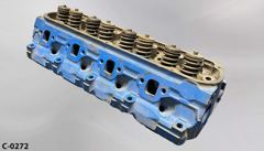 Cylinder head, small block, Ford, blue, period, 20"w x 7"d x 5"t, stock number C-0272