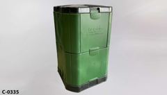 Composter, plastic, green body, black bottom, black lid, 29"w x 29"d, stock number C-0335