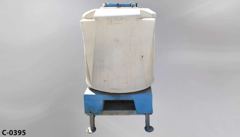 Container, liquid storage, 200 gallon, white plastic, w/ blue base, stock number C-0395