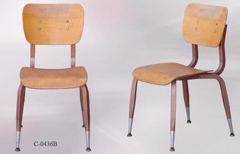 Chair, school, metal frame, bronze, w/ wood seat and wood swivel back, stock number C-0436b