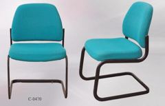 Chair, black metal frame, turquoise fabric seat/back, stock number C-0470