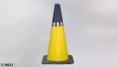 Cone, traffic/safety, large, yellow/black, 14" square base x 28"tall, stock number C-0621