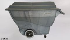 Cart, grey polycarbonate, scoop style bin, w/ hinged lid, stock number C-0625