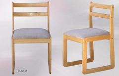 Chair, wood frame, multi-colored fabric seat, w/ wood back, stock number C-0633