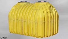 Container, liquid storage, 1000 gallon, yellow plastic, 84"w x 60"d x, stock number C-0681