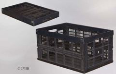 Crate, plastic, collapsible, black, 21"w x 14"d x 10"t, stock number C-0778b