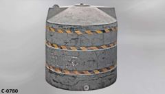 Container, liquid storage, 305 gallon, grey plastic, round, 48" diam, stock number C-0780