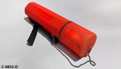 Container for welding rods, orange plastic tube w/ cap, empty, stock number C-0852o
