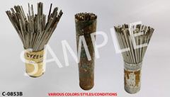 Can of welding rods, round metal, stock number C-0853b
