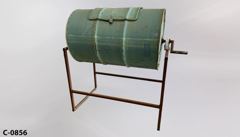 Composter, 55 gallon drum mounted on stand w/ 18"x16" access door and, stock number C-0856