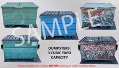 Dumpster, metal, 3 cubic yard, stock number D-0006-3