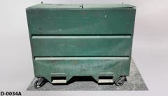 Dumpster, small, metal, flat top, 2 metal flip lids, stock number D-0034a