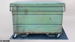 Dumpster, small, metal, flat top w/lock bar, 2 metal flip lids, 63"w, stock number D-0034b